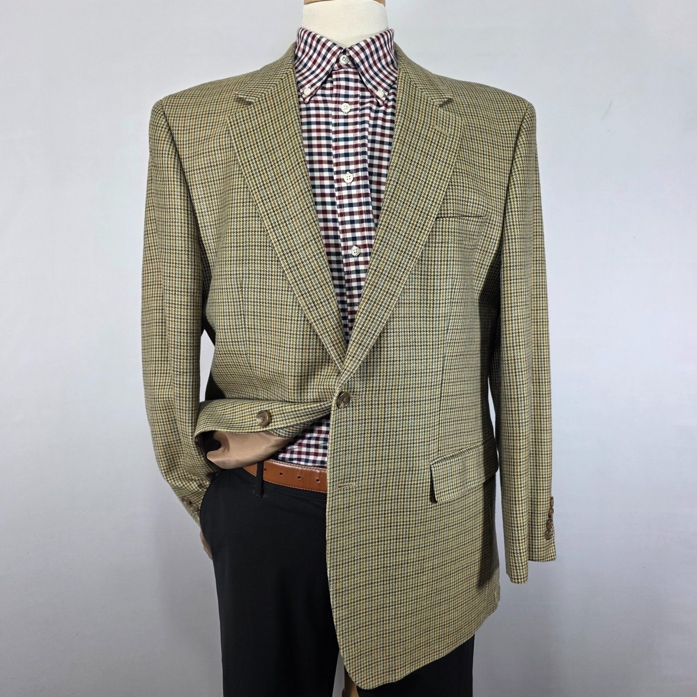 Chaps Men's‎ Sport Coat Blazer Two Button Beige Multi-color Silk Size 44R